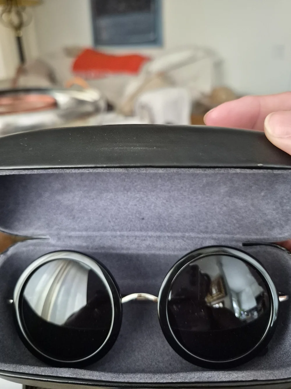 The Row Black Round Sunglasses with Silver Bridge